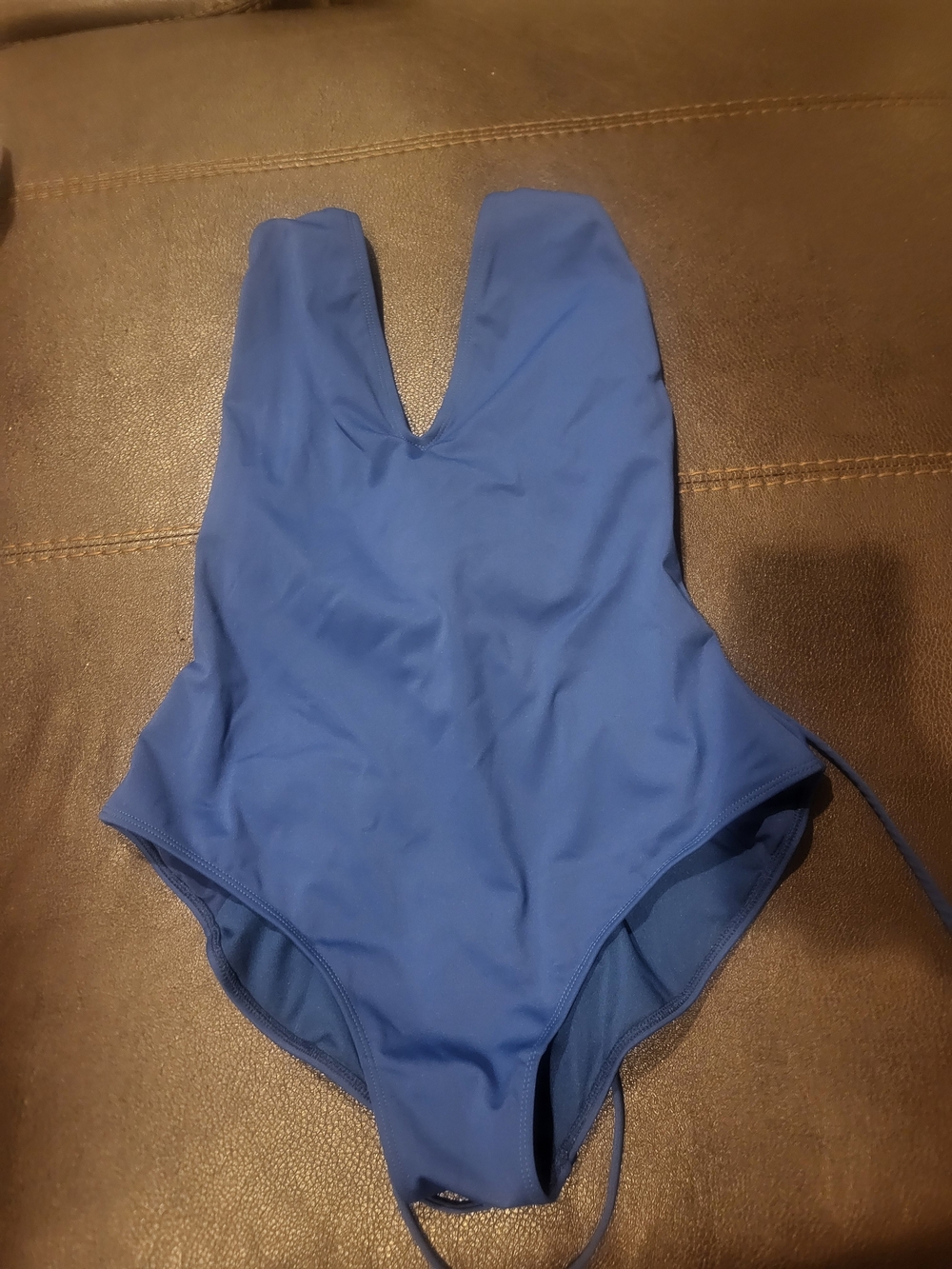 TA3 Blue One-Piece Plungey Corset Swimsuit Size XL, Short Torso
